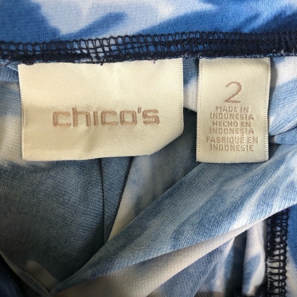 Chico’s Knit Kit Cerlean Skirt Blue Size 2/L Hankerchief Hem Swirl Twirl - Picture 5 of 6